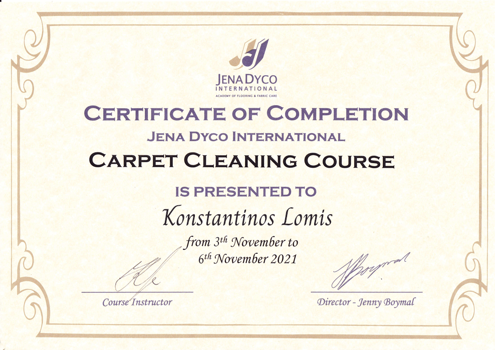 CERTIFICATE ΤΑΠΗΤΟΚΑΘΑΡΙΣΤΗΡΙΑ ΒΙΟΛΟΓΙΚΟΣ ΚΑΘΑΡΙΣΜΟΣ ΣΑΛΟΝΙΟΥ ΣΤΡΩΜΑΤΩΝ ΚΑΝΑΠΕΔΩΝ ΑΠΟΛΥΜΑΝΣΗ ΛΟΜΗΣ 4